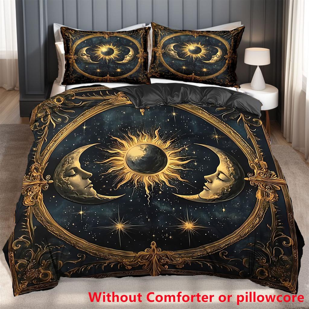SHEIN Sun and Moon 3D Digital Printing Quilt Set Three-piece Customization