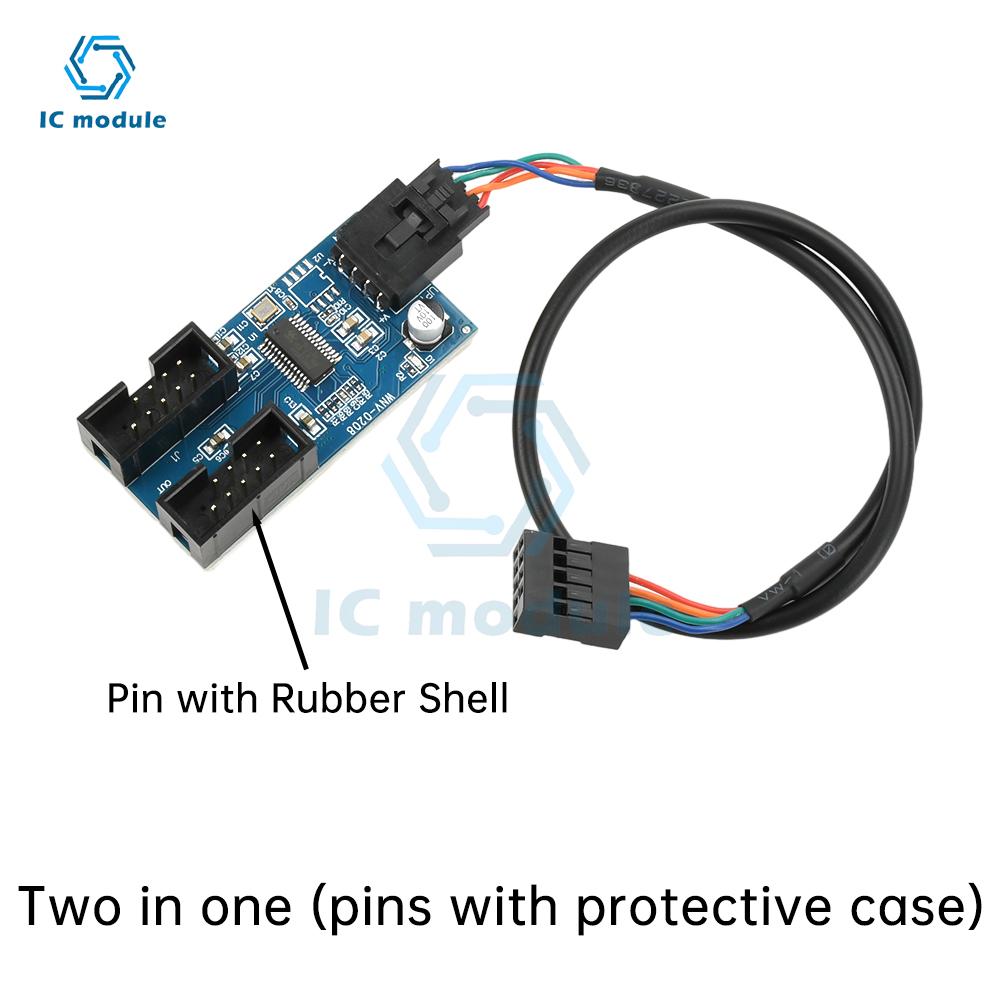 9Pin USB Splitter Motherboard 1 to 2 Female Interface Header Splitter Extension Cable Adapter for 1 to 4 USB HUB Connectors