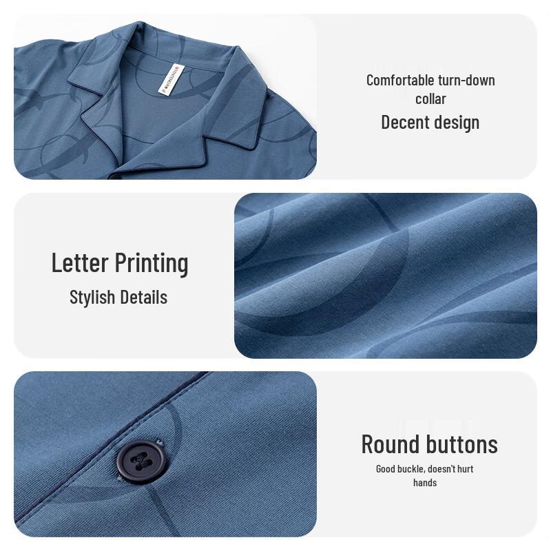 Fenteng Herren 100% Baumwolle Langarm Schlafanzug & Loungewear Set