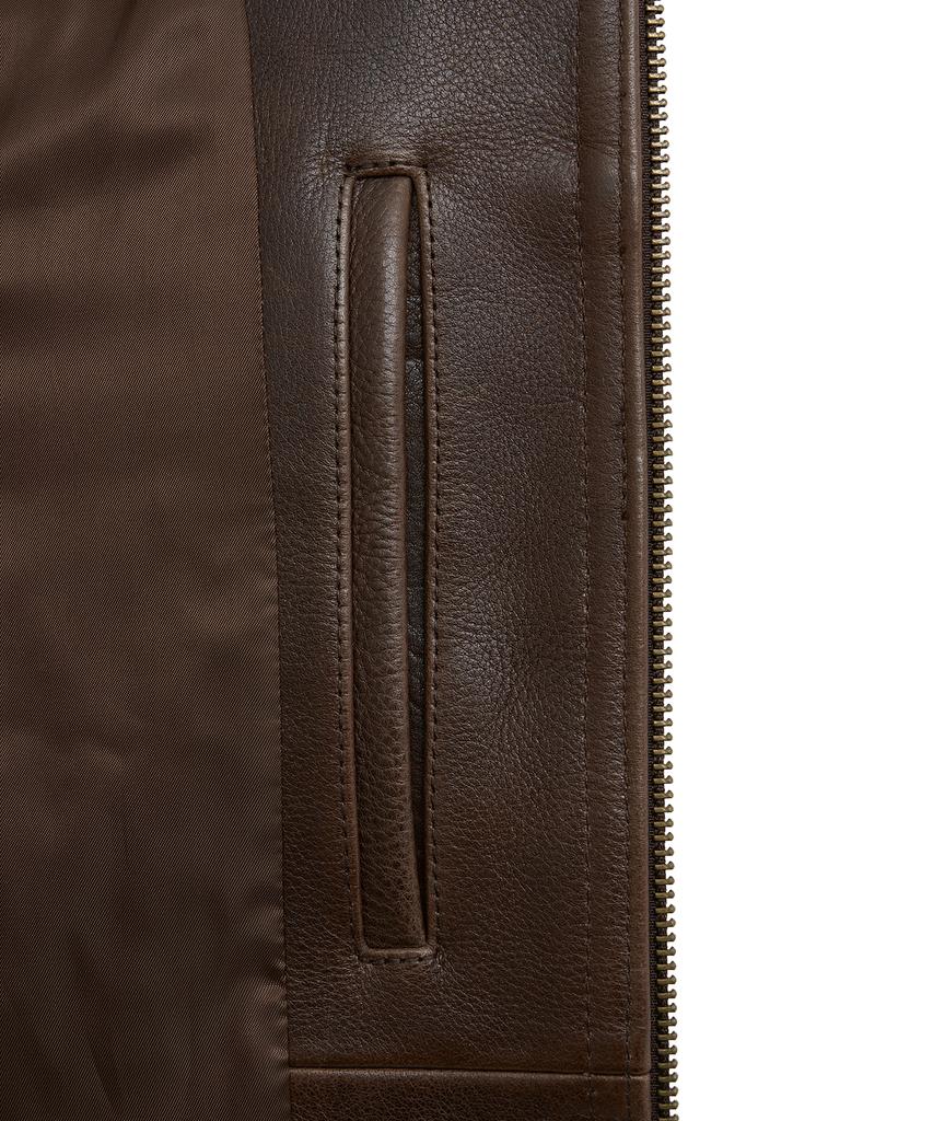 Noirer Antique Cow Leather Trucker Jacket (Brown)