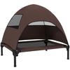 Outdoor Dog Bed with Roof, Elevated Dog Bed for Medium-Sized Dogs, 76 X 61 X 71cm, Coffee