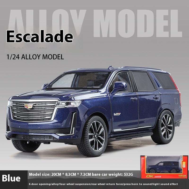 

1/24 масштаб Cadillac Escalade внедорожник литой металлический автомобиль модель звук и свет настольная коллекция декоративный подарок мальчики дисплей украшение синий