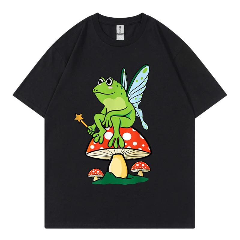 Delicious Mushroom and Frog Anime Short Sleeve Tshirt for Unisex and Unisex Summer Youth Student Casual Loose Top