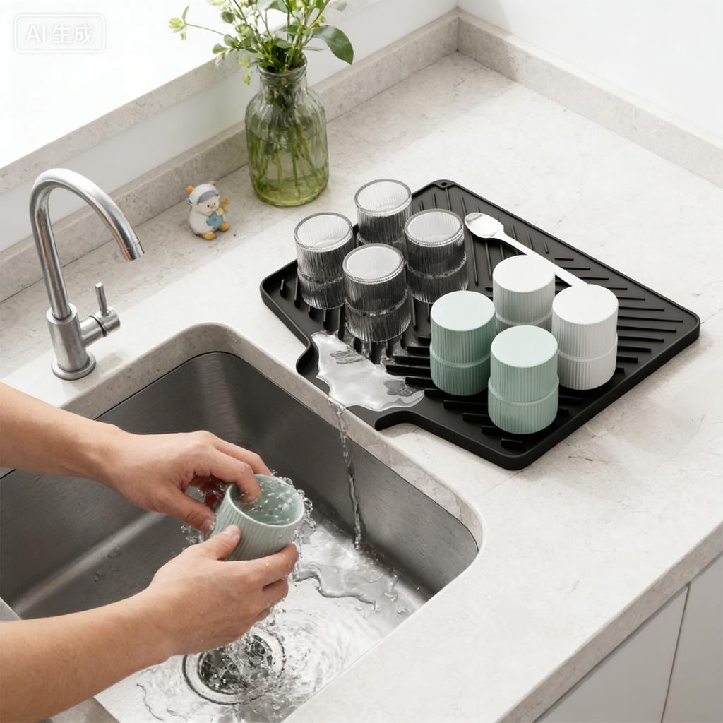 Multifunctional Silicone Kitchen Mat. Made Of Environmentally Friendly And Silicone, This Mat Features An -, Heat-resistant, And