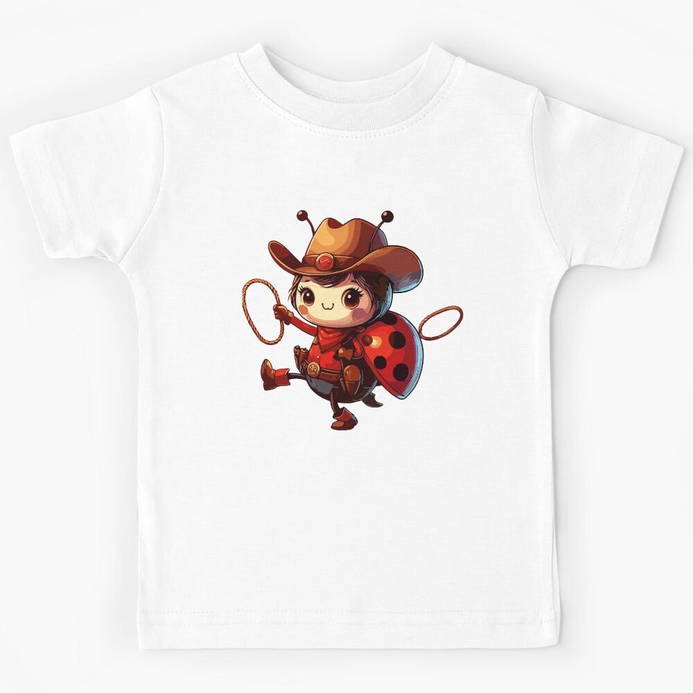 Western Rodeo Cowboy Outfit Hat Ladybug Texas Animals Kids T-Shirt 170