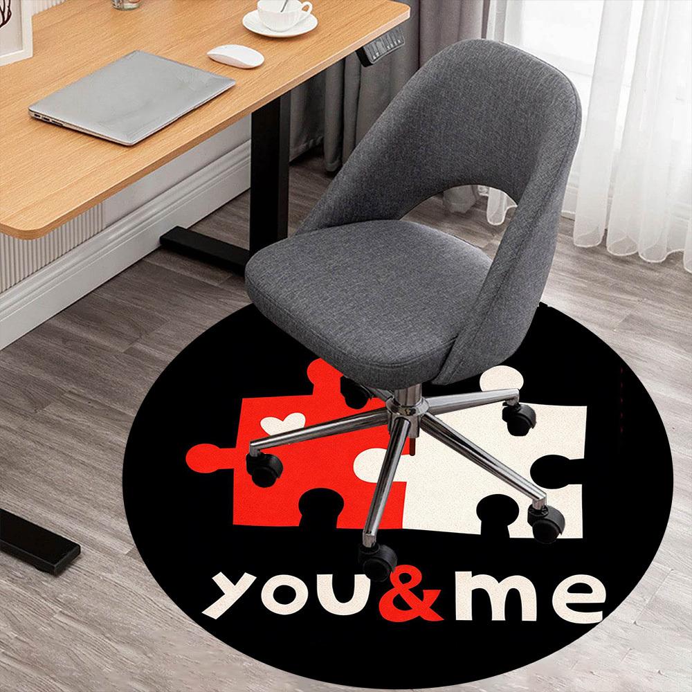 

1pc Puzzle You Me Round Chair mat office Area Rug - Non-Slip, Floor Mat for Office, Bedroom, Ideal home decor gift c0112108 80cm