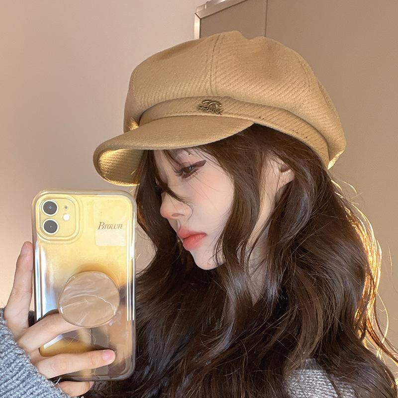 New Autumn and Winter Octagonal Hat Korean Versatile Duck Tongue Beret British Style Baby Hat Women