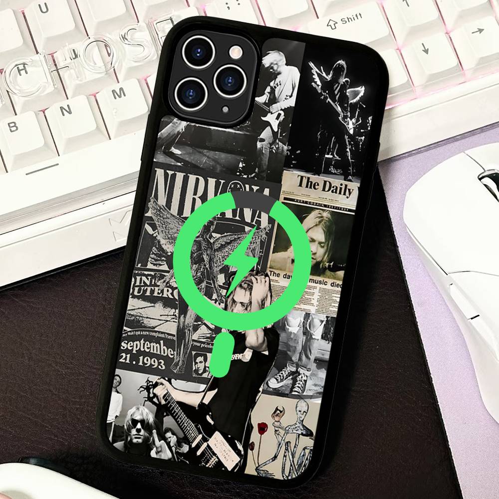 Rock Classic N-Nirvana Band Magnetic Wireless Phone Case For IPhone 17 16 15 14 13 12 11 Pro Max For Magsafe Cover iPhone 15pro max