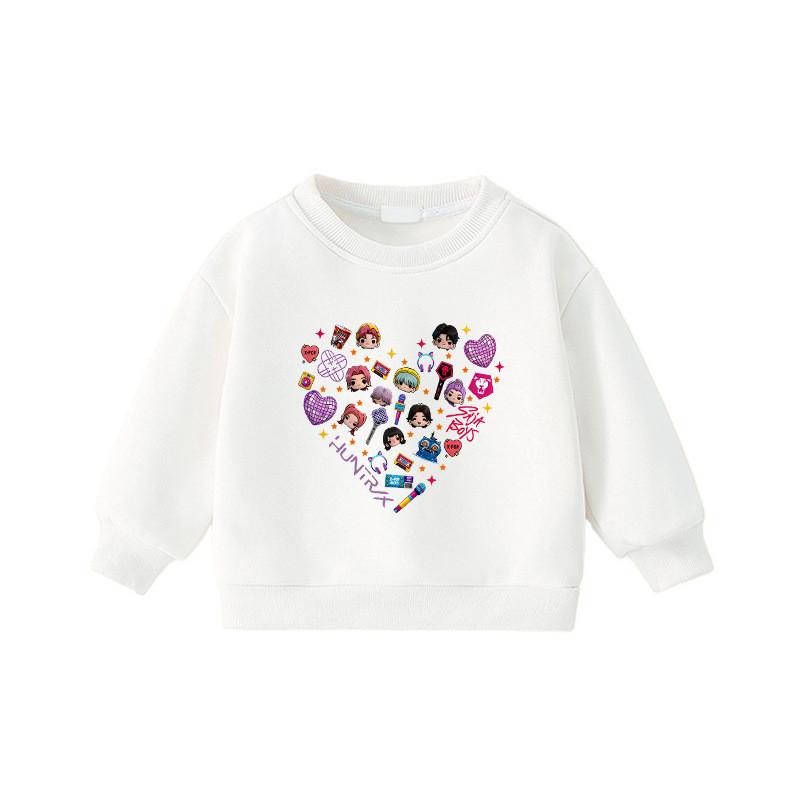 Kids Girls Kpop Hunters Rumi Zoey Mira Sajaboys Print Long Sleeves Casual Sweatshirt 110cm белый