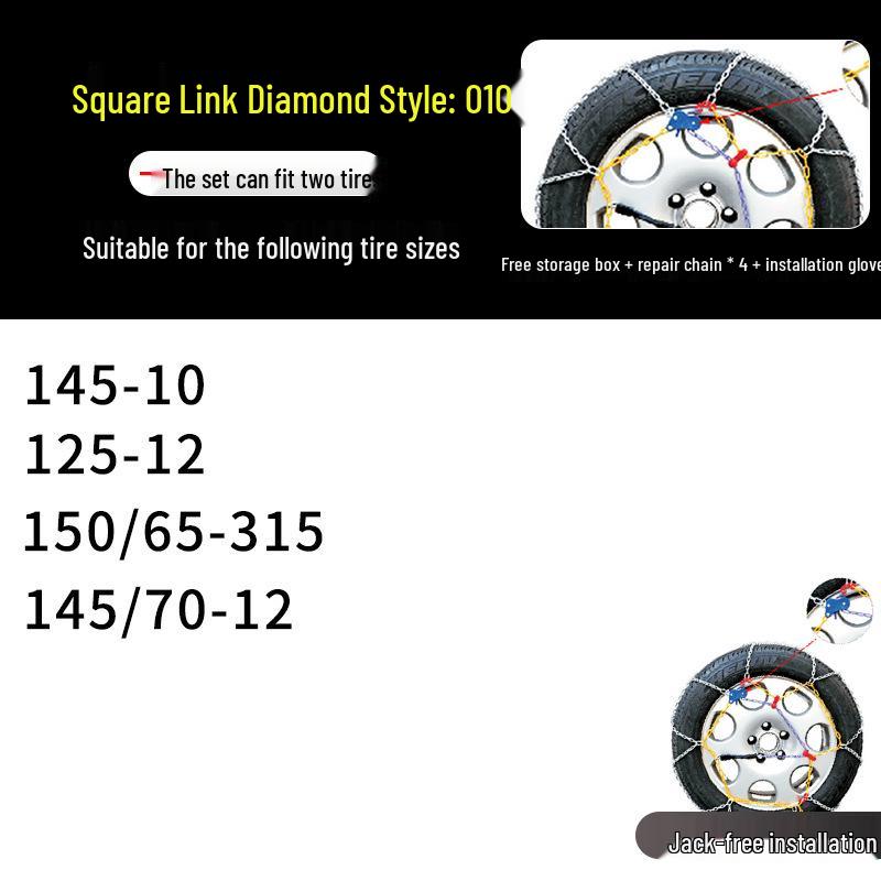 Winter Emergency Stainless Steel Anti-Skid Tire Chains for Cars, Trucks, and Vans