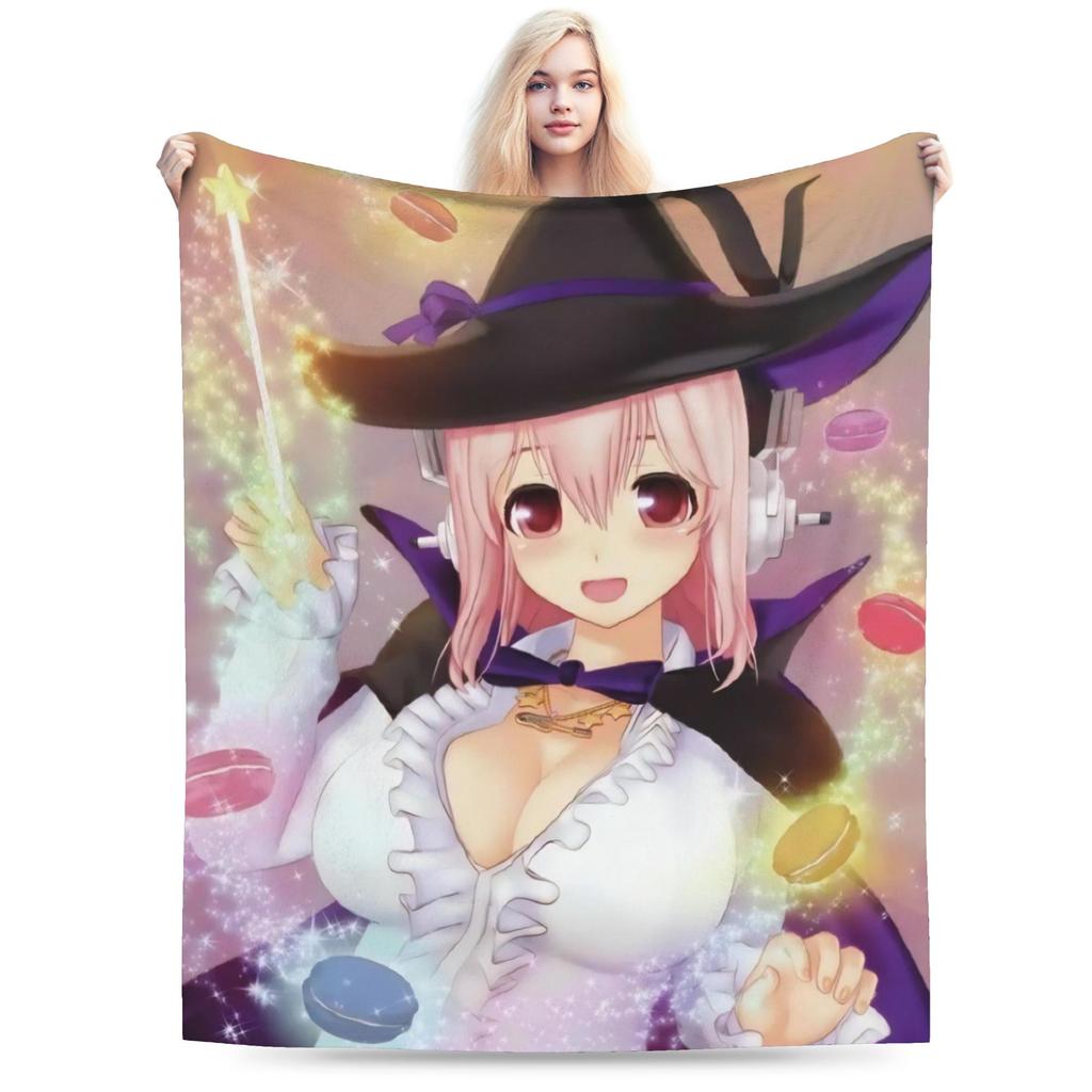 Super Sonico Flannel Blanket Winter Warm Throw Blanket for Boy Girl Bedroom Graphic Bedspread Sofa Bed Cover
