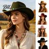 Large Brim Face Slimming Hat Wool Felt Fedora, Unisex Western Cowboy Hat, Retro Wide Classic Headgear Cowgirl Jazz for Women Men Autumn Winter