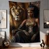 Majestätische Löwenkönigin Wandteppich Wandbehang Boho Ästhetik Zimmerdekoration Stammeskunst Bohemian Luxus Wandbild Poster