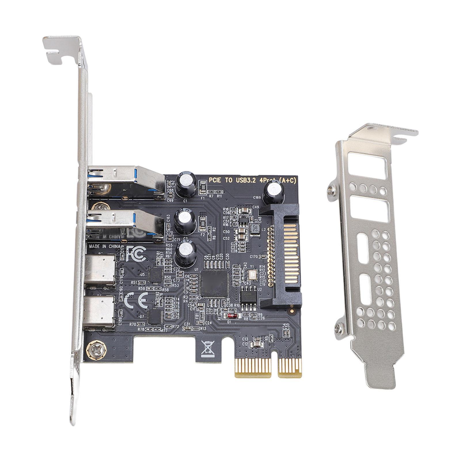 

PCIE to USB and Type C Expansion Card 5Gbps Serial ATA Interface Support X1 X4 X8 X16 Stable Power