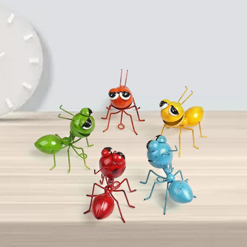 Metal Craft Ant Yard Decor Colorful Cute Insect Wall Sculptures Indoor And Outdoor Colorful Metal Art Decoration