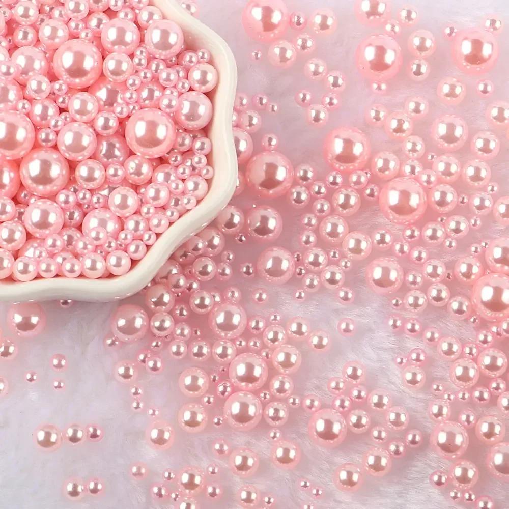 Miçangas ABS Imitação de Pérola Multicoloridas Sem Furo Miçangas Soltas para Arte de Unhas DIY Artesanato Decoração de Scrapbook