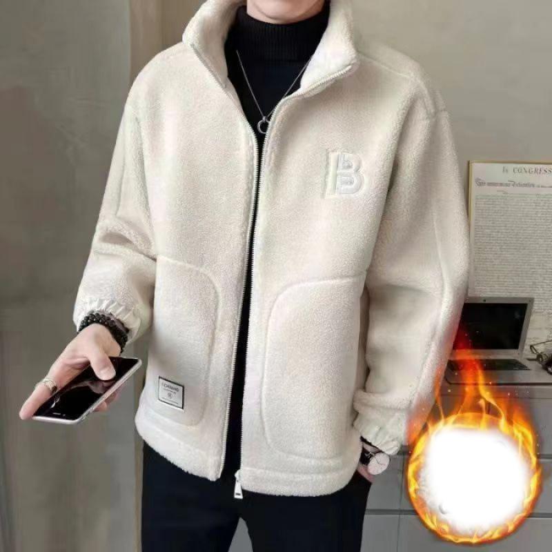 Men's Fleece-Lined and Thickened Cotton Coat Fall Winter Trendy Overcoat Loose Fitting Hooded Warm Weather Jacket