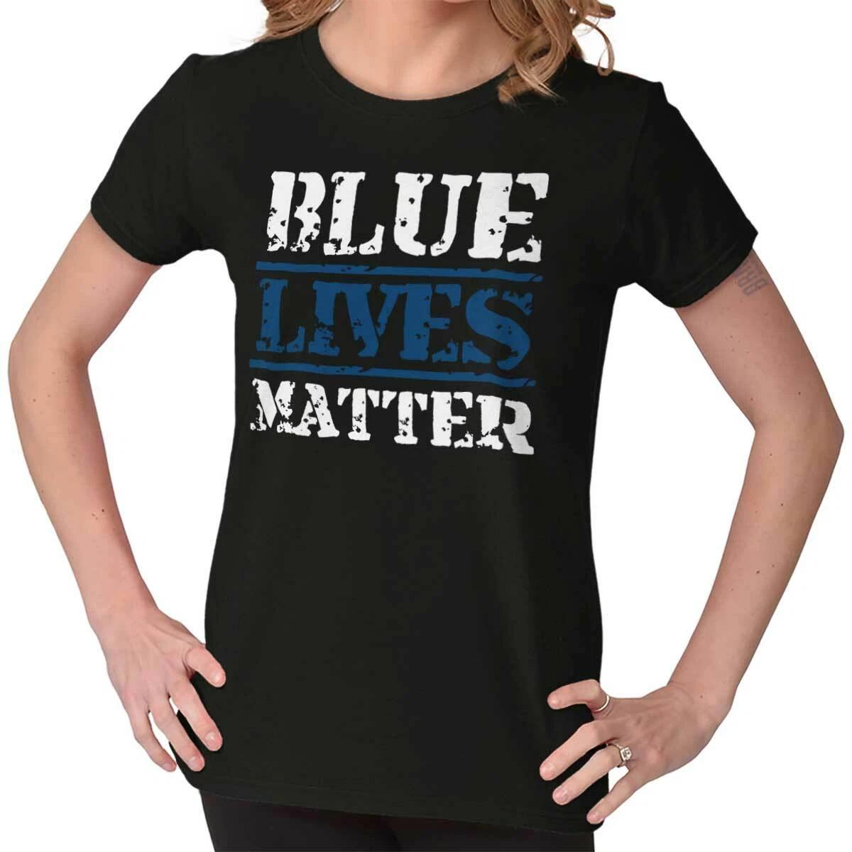 США Американский флаг Поддержка офицеров полиции Женский топ Графическая футболка для девушек M