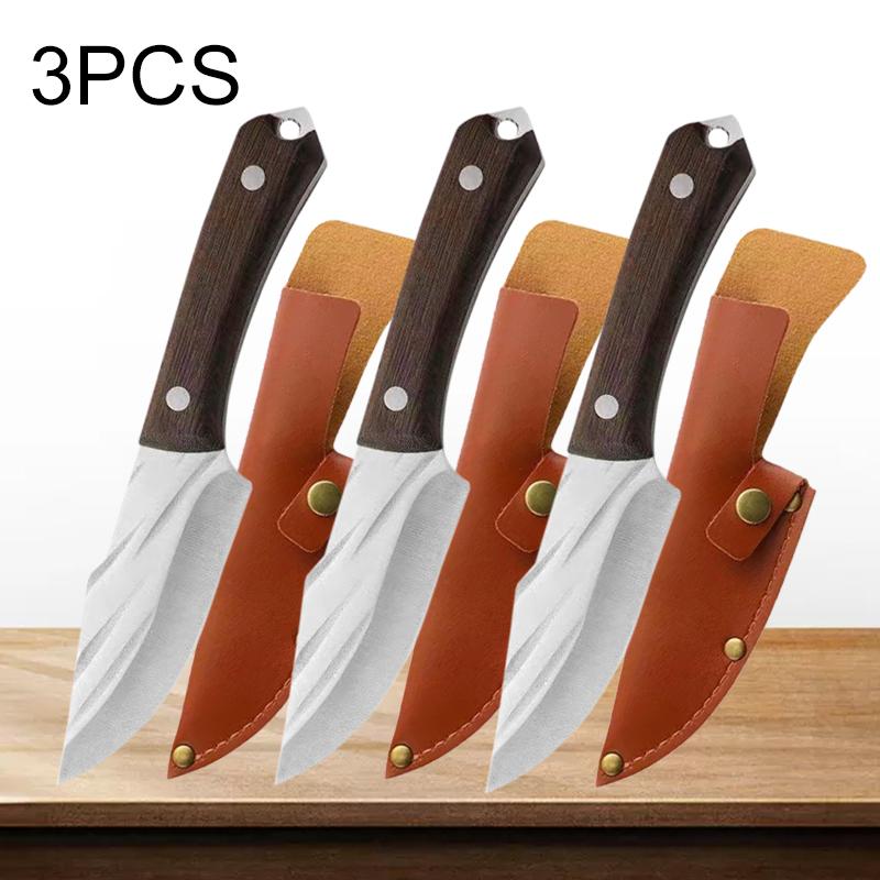 Kitchen Knife Stainless Steel Boning Knife Handmade Forged Pocket Knife Fishing Meat Cleaver Butcher with Sheath