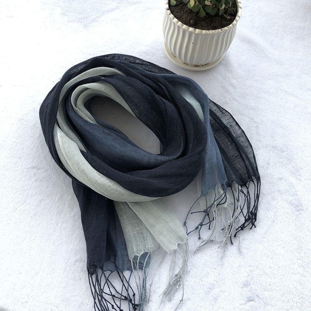 Lightweight Pure Linen Scarf Sun Protection Shawl Wrap Pure Neck Scarf  Daily Wear