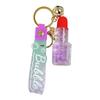 Luminous Bubble Bead Lipstick Keychain: Cute Liquid Quicksand Fashion Pendant.