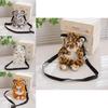 Adorable Plush Tiger Crossbody Bag For Kids Featuring Soft Short Pile Fabric Design