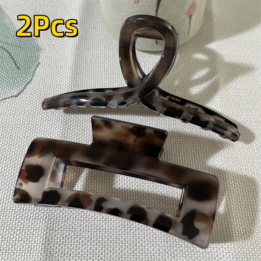 Vintage Leopard Print Hair Claw Clip Large Rectangular Secure Hold Hair Clip for Updos Elegant Hair Accessories Women Headwear