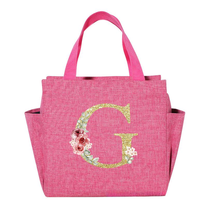 A~N Letter Printed Nylon Lunch Bag With Zipper Water-Proof Insulation Bag Ice Bag Suitable For Men and Women's Work Picnic Travel Practical Use