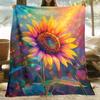 Sunflower Print Thin Blanket Versatile As Shawl Bedspread Air Conditioned Wrap Soft Lightweight Design