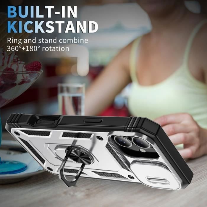 Coque de protection - BOOLING - pour iPhone 16 Plus - Argenté - Antichoc - Rigide