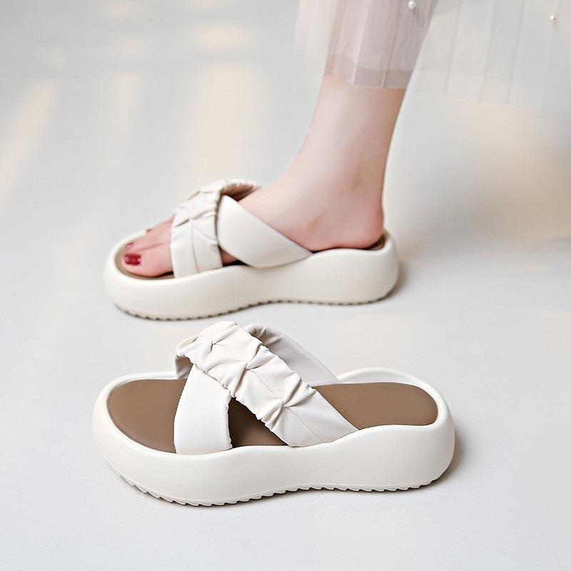 Stepping On Shit Feels Cool Slippers Women's Summer Wear 2025 New Platform Fashion Beach Shoes with Skirts One-word Slippers Pregnant Women
