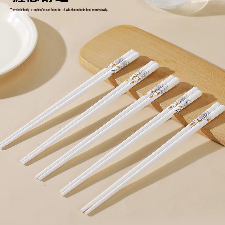 2025 Langlebiges Hitzebeständiges Keramik-Essstäbchen-Set, 10 Paar - Kreatives Haushaltsgeschirr, Leicht zu reinigen