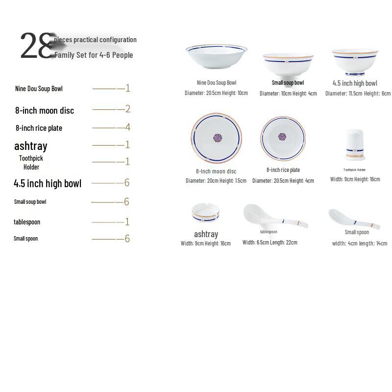 LISM Dream City 28-Piece Embossed Ceramic Dinnerware Set