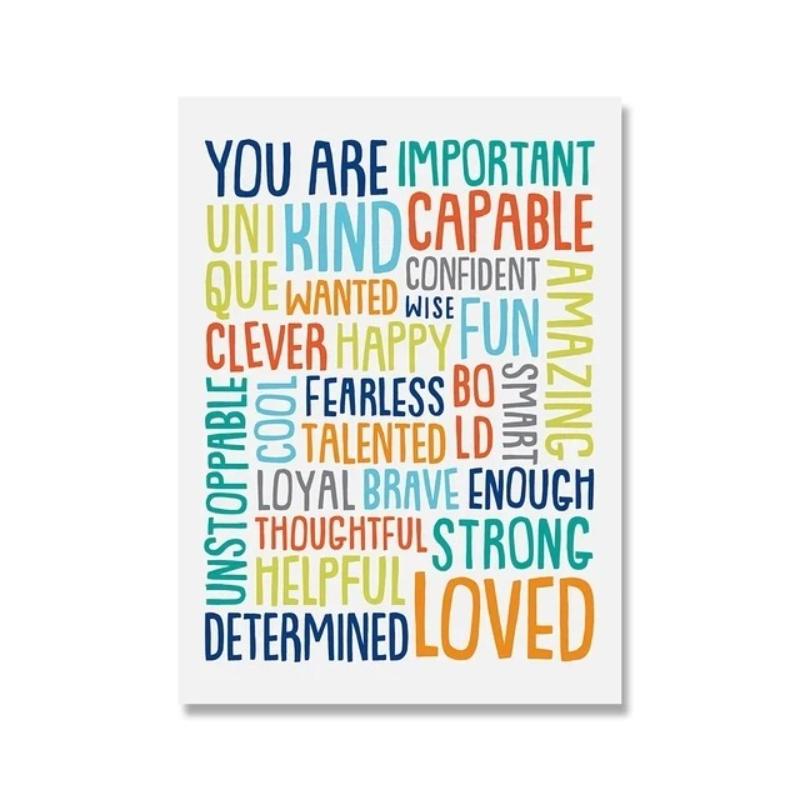 Poza de perete pentru sala de clasă pentru copii Pozitive Poster inspirat Educație Sală de joacă Artă motivațională Pictură pe pânză Decor pentru dormitor pentru copii