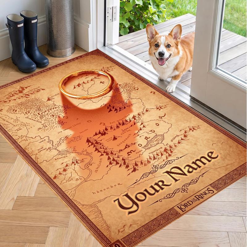 Custom Name The Lord of the Rings Crystal Velvet Floor Rug Personalized Text Soft Carpet Home Decor