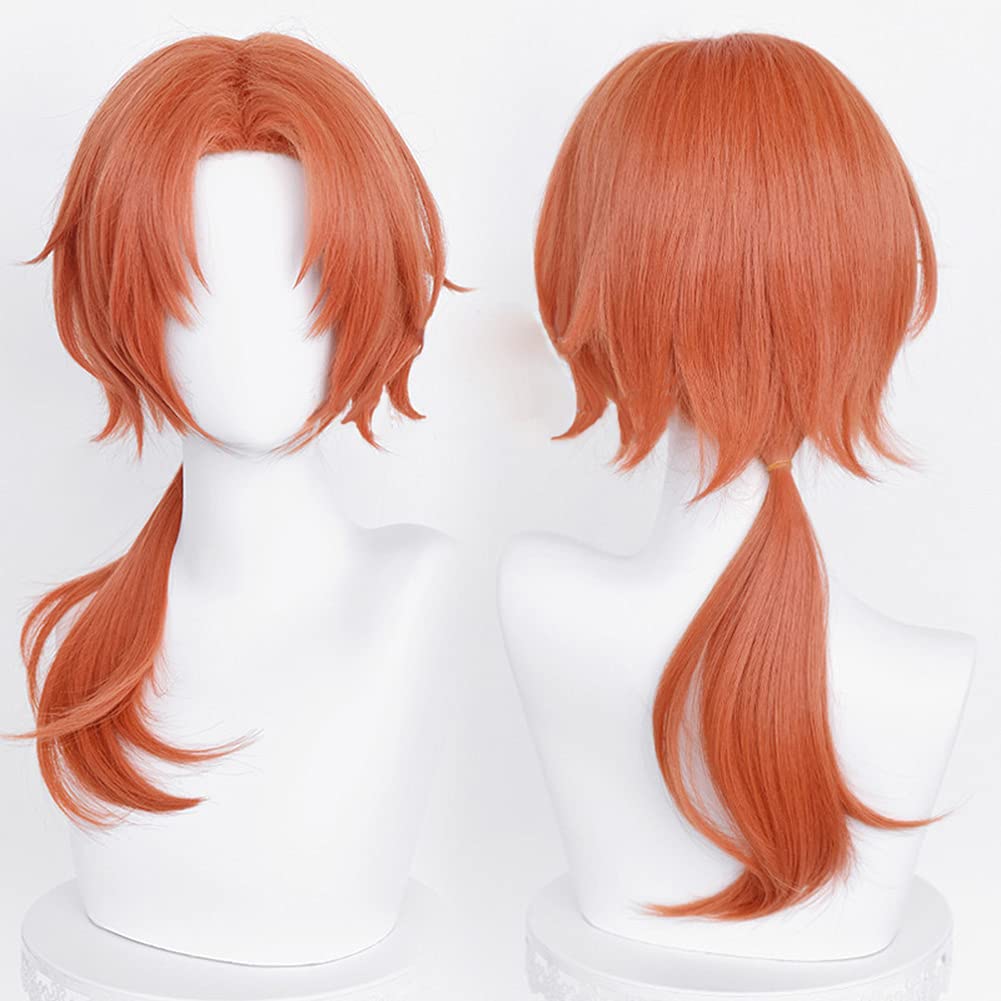 Leo Tsukinaga Cosplay Perfect for and Includes Net and Comb Wig, Heat-Resistant, Orange, Events, Halloween, Costumes,