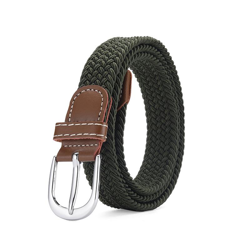 Jeans Belt Women'S No Perforated Canvas Belt Women'S Braided Elastic Elastic Student Decorative Belt