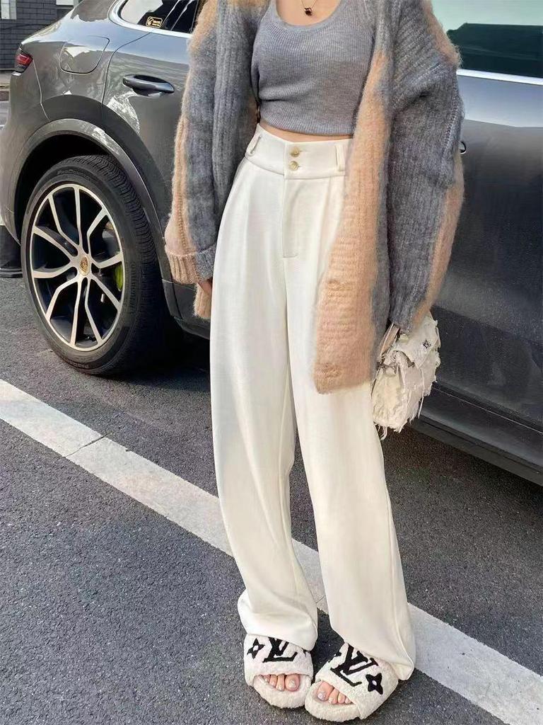 Women's Chenille High-Waisted Wide-Leg Corduroy Pants - Fleece-Lined for Spring, Autumn, and Winter 2025.