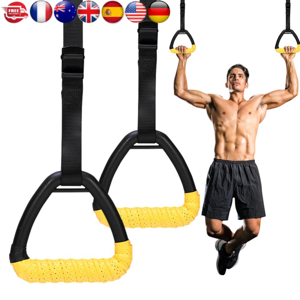 Gymnastic Rings with Adjustable Straps Pull Up Exercise Rings Non-Slip for Chlidren Adult Home Workouts Strength Training