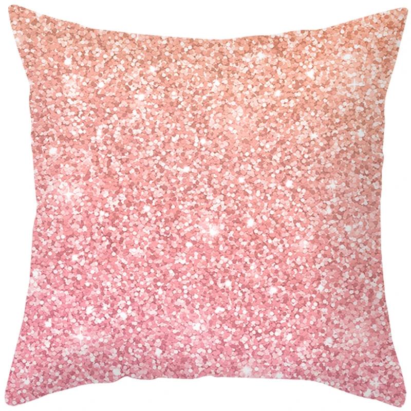 Pink Feather Pillowcase Gold Decorative Sofa Cushion Case Bed Pillow Cover Home Decor Car Cushion Cover Cute Pillow Case 45*45cm