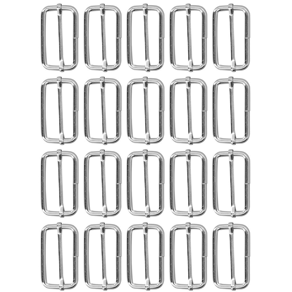 20Pcs Metal Rectangle Adjuster Durable Fadeless Exquisite Wide Application Metal Buckle for Clothes