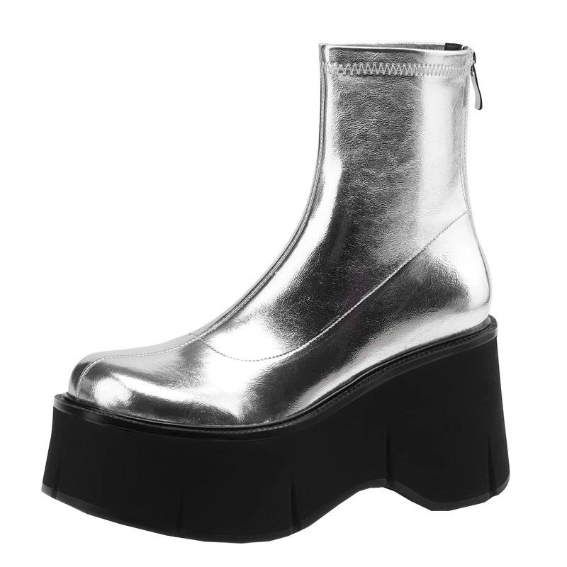 Super high-heeled black Martin boots for women, small thick-soled muffin soles increase height and versatility 2025 new Martin boots for women