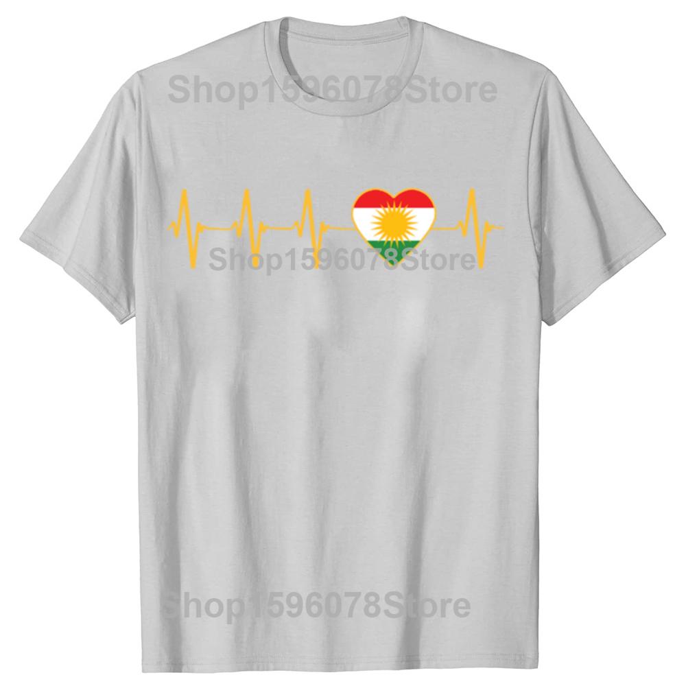 Funny Kurdistan Kurdish Heartbeat T Shirts Men Women Pure Cotton Funny Humor Streetwear Tee Shirt Short Sleeve Unisex Clothing