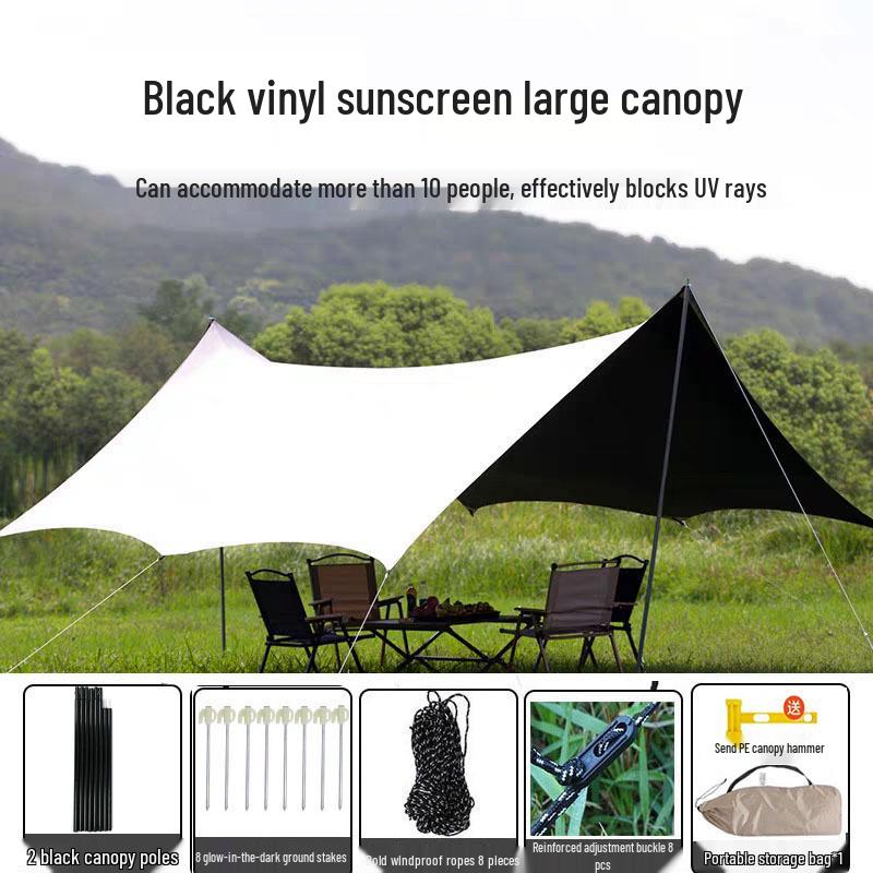 Heavy-Duty Black Oxford Cloth Tarp: Portable, Rainproof, Sunshade for Outdoor Camping, Picnic, Beach, Courtyard