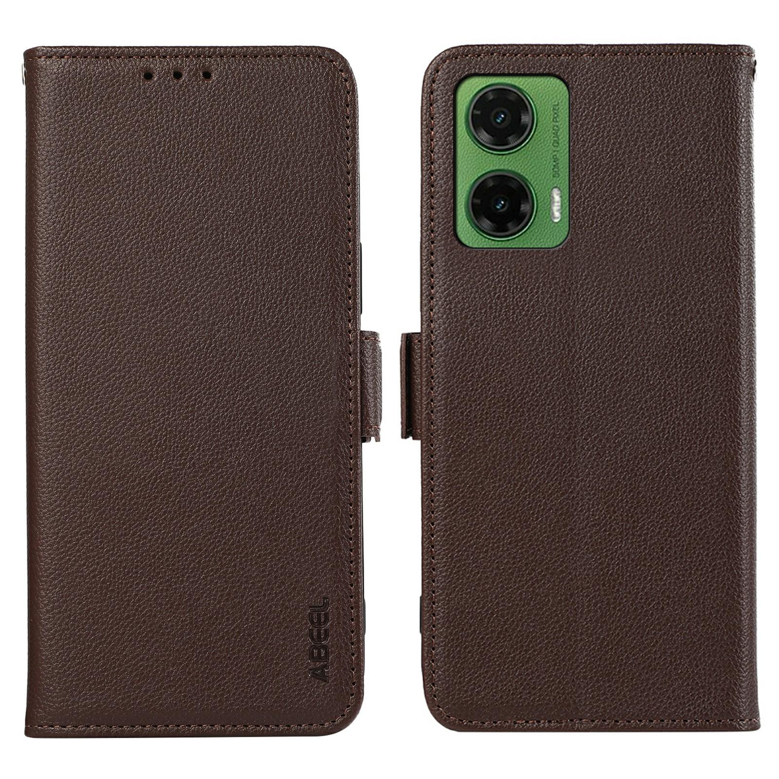 

ABEEL For Motorola Moto G35 5G Case Litchi Texture Leather RFID Blocking Phone Cover C