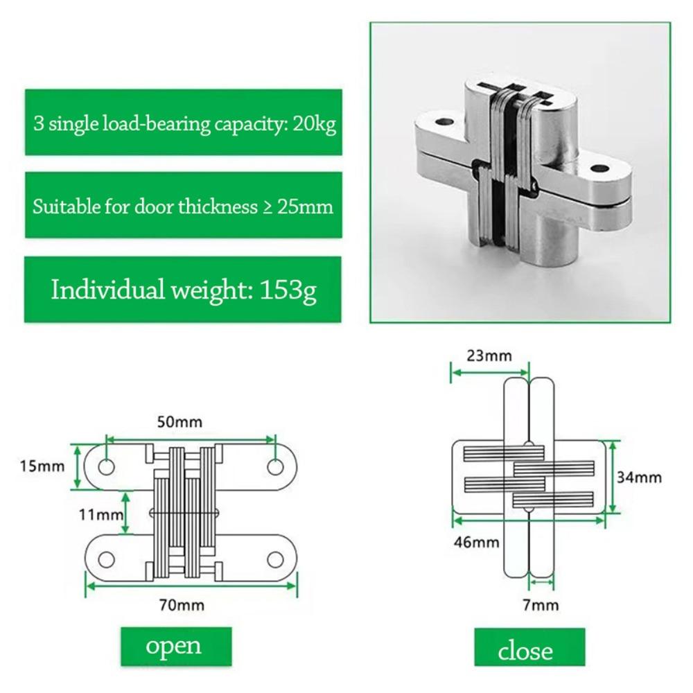 1pc Concealed Hidden Hinge Stainless Steel Door Hinge Multiple Uses Cross Hinges  for Cabinet Door
