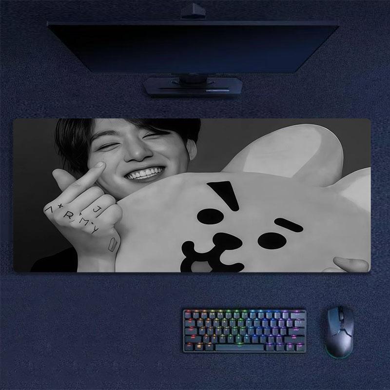 Cute Jungkook Mouse Pad, Large Gaming Desk Mat, Non-slip XXL Mousepad for Laptop & Tablet, Mini PC Playmat with Stitched Edges