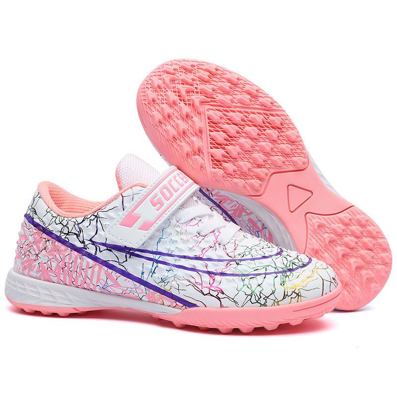 Children's football shoes boys and girls Velcro primary school students indoor short broken diced sports training shoes