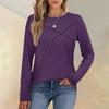 Fashionable Women's Long-sleeved Round Neck Casual  Pleated Loose Top