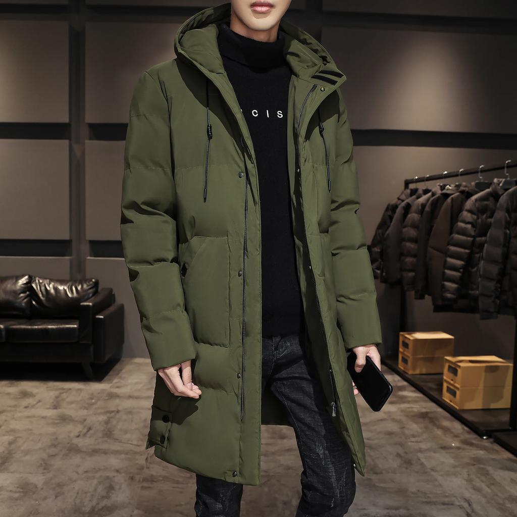 Men's Hooded Jacket Black Fashion Winter Jacket Men Clothing Parka Men Thick Warm Long Coats